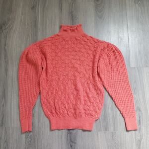 Anthropologie Sweater Knitted Knotted Small Pink Cottage Whimsy Delicate Mohair